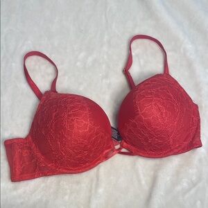 Victoria's Secret Bombshell Plunge Red Lace Bra 34A